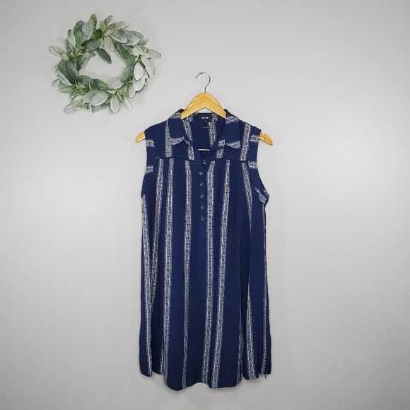 Miss Me Dresses & Skirts - NWOT Miss Me Blue Pattern Collar Stripe Tent Dress